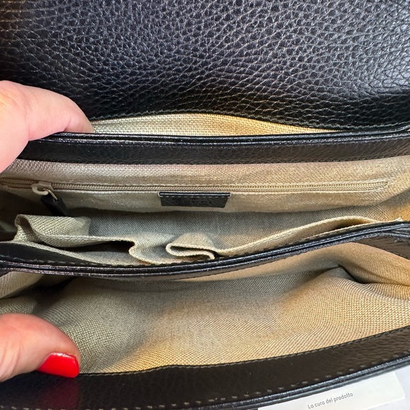 Gucci Interlocking G grained calfskin gold HDW top handle detachable strap COA - Picture 15 of 17